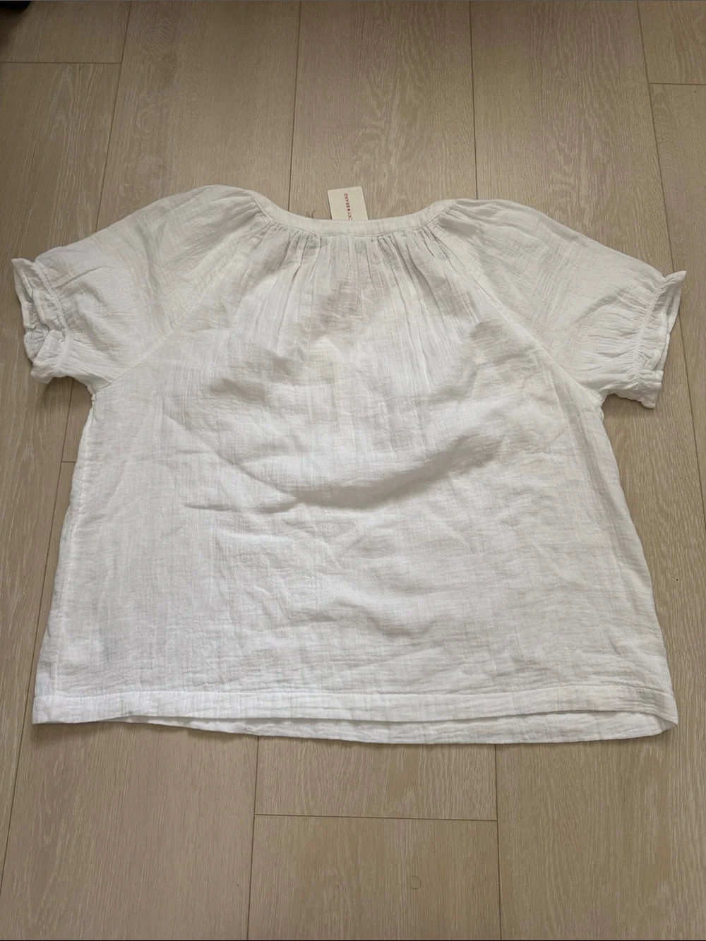 Lucky Brand Bright White Textured Gauze V-Neck Blouse